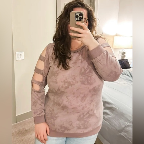 Women's Mauve Cut-Out Sleeve Top - Picture 1 of 3